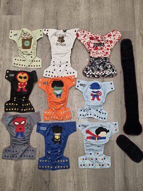 Ella bella bum custom Superhero Cloth Diapers plus starbucks and walking dead